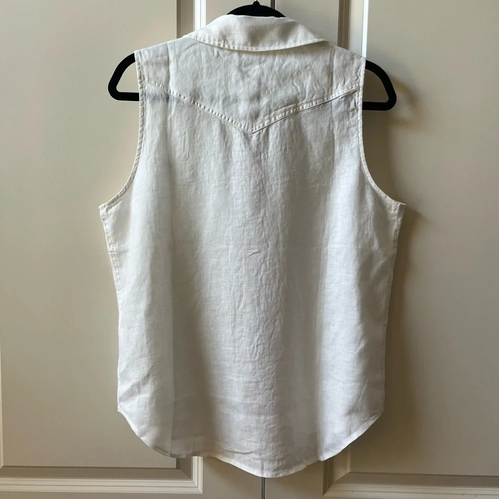 NWT Sundance Willow Linen Sleeveless Top - White, size medium - Picture 3 of 8
